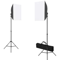 vidaXL fotostudiesæt med softbox-lamper + baggrund og reflektor