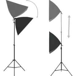 vidaXL fotostudiesæt med softbox-lamper + baggrund og reflektor