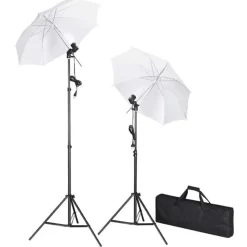 vidaXL fotostudieudstyr med baggrund, lamper og paraplyer