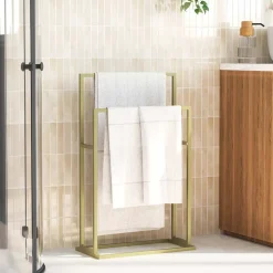 vidaXL fritstående håndklædeholder 48x24x78,5 cm jern guldfarvet