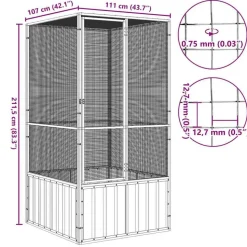 vidaXL fuglebur 111x107x211,5 cm galvaniseret stål antracitgrå