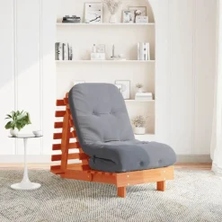 vidaXL futon med madras 60x206x11 cm massivt fyrretræ gyldenbrun