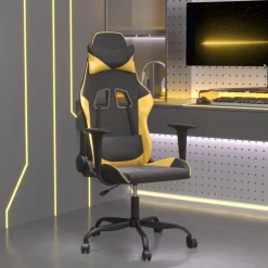 vidaXL gamingstol kunstlæder sort guldfarvet