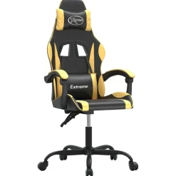vidaXL gamingstol kunstlæder sort guldfarvet