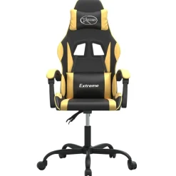 vidaXL gamingstol kunstlæder sort guldfarvet
