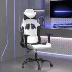 vidaXL gamingstol m. massagefunktion kunstlæder hvid og sort