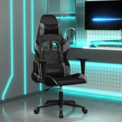 vidaXL gamingstol m. massagefunktion kunstlæder sort og grå