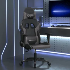 vidaXL gamingstol m. massagefunktion kunstlæder sort og grå