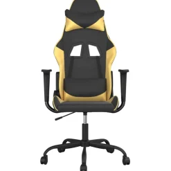 vidaXL gamingstol m. massagefunktion kunstlæder sort guldfarvet