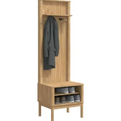 vidaXL Gangskab FLORO Voks brun 50 x 40 x 158 cm Massivt fyrretræ