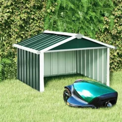 vidaXL garage til robotplæneklipper 92x97x63 cm galvaniseret stål grøn