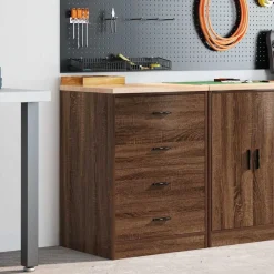 vidaXL Garageopbevaringsskab brun eg 60x51x85 cm massivt træ fyrretræ