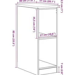 vidaXL Garageopbevaringsskab brun eg 30x51x85 cm massivt træ fyrretræ