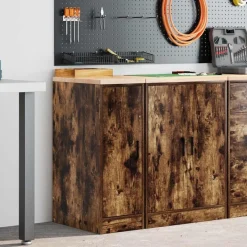 vidaXL Garageopbevaringsskab røget eg 30x51x85 cm massivt træ fyrretræ