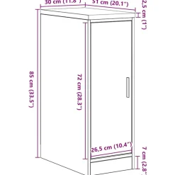 vidaXL Garageopbevaringsskab røget eg 30x51x85 cm massivt træ fyrretræ