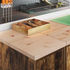vidaXL Garageopbevaringsskab røget eg 30x51x85 cm massivt træ fyrretræ