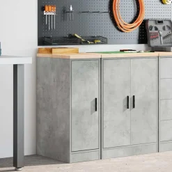 vidaXL Garageopbevaringsskab Beton Grå 30x51x85cm Massivt træ Fyrretræ