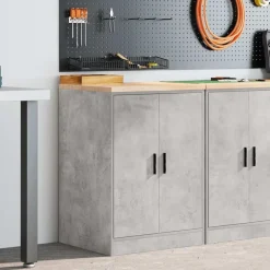 vidaXL Garageopbevaringsskab Beton Grå 60x51x85cm Massivt træ Fyrretræ