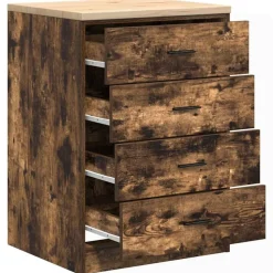 vidaXL Garageopbevaringsskab røget eg 60x51x85 cm massivt træ fyrretræ