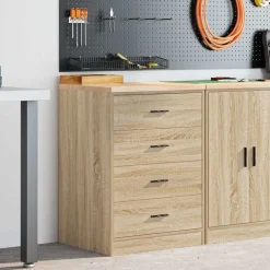 vidaXL Garageopbevaringsskab Sonoma eg 60x51x85cm Massivt træ Fyrretræ