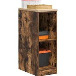 vidaXL Garageopbevaringsskab røget eg 30x51x85 cm massivt træ fyrretræ