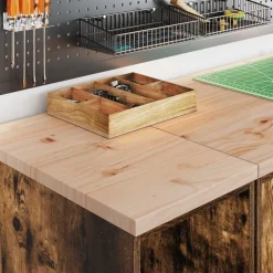vidaXL Garageopbevaringsskab røget eg 30x51x85 cm massivt træ fyrretræ
