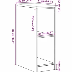 vidaXL Garageopbevaringsskab røget eg 30x51x85 cm massivt træ fyrretræ