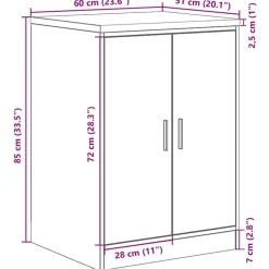 vidaXL Garageopbevaringsskab Sonoma eg 60x51x85cm Massivt træ Fyrretræ
