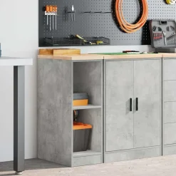 vidaXL Garageopbevaringsskab Beton Grå 30x51x85cm Massivt træ Fyrretræ