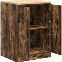 vidaXL Garageopbevaringsskab røget eg 60x51x85 cm massivt træ fyrretræ