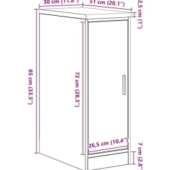 vidaXL Garageopbevaringsskab Håndværks eg 30x51x85 cm