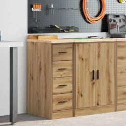vidaXL Garageopbevaringsskab Håndværks eg 30x51x85 cm