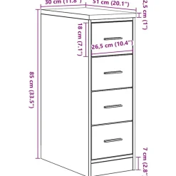 vidaXL Garageopbevaringsskab røget eg 30x51x85 cm massivt træ fyrretræ