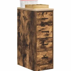 vidaXL Garageopbevaringsskab røget eg 30x51x85 cm massivt træ fyrretræ