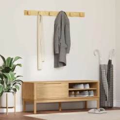 vidaXL Garderobebænk FLORO Voks brun 115 x 40 x 45 cm Massivt fyrretræ