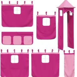 vidaXL gardiner med tårn til højseng polyester pink