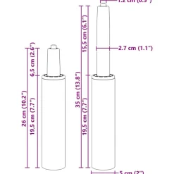 vidaXL Gas-cylinder til kontorstol Krom 261-351 mm Jern
