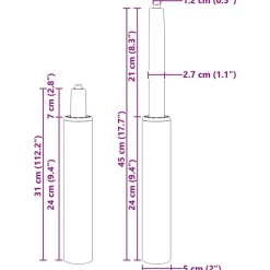 vidaXL Gas-cylinder til kontorstol Krom 307-447 mm Jern