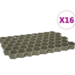 vidaXL græsarmering 16 stk. 60x40x3 cm plast grøn