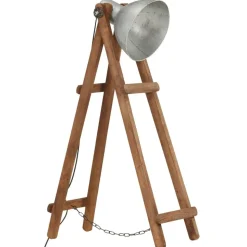 vidaXL gulvlampe E27 massivt mangotræ sølvfarvet