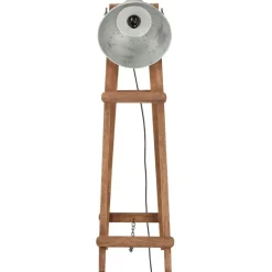 vidaXL gulvlampe E27 massivt mangotræ sølvfarvet