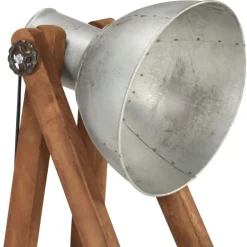 vidaXL gulvlampe E27 massivt mangotræ sølvfarvet