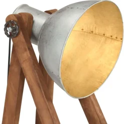 vidaXL gulvlampe E27 massivt mangotræ sølvfarvet