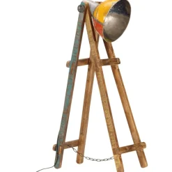 vidaXL gulvlampe E27 massivt mangotræ flerfarvet