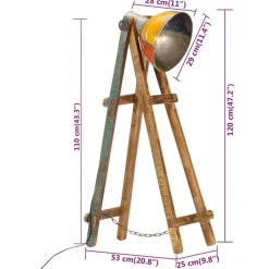 vidaXL gulvlampe E27 massivt mangotræ flerfarvet
