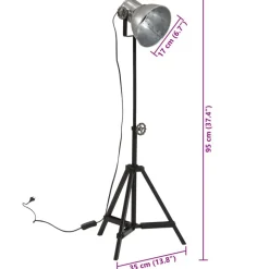 vidaXL gulvlampe 35x35x65/95 cm 25 W E27 vintagesølv