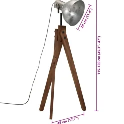 vidaXL gulvlampe 45x45x120 cm 25 W E27 vintagesølv