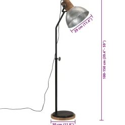 vidaXL gulvlampe 30x30x100-150 cm 25 W E27 vintagesølv