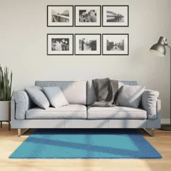 vidaXL gulvtæppe OVIEDO 120x120 cm kort luv turkis