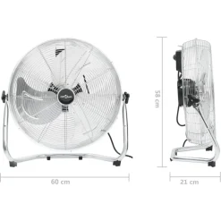 vidaXL gulvventilator 60 cm 3 hastigheder 115,2 W